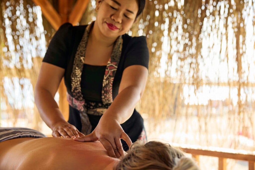 outdoor massage tui blue palm garden